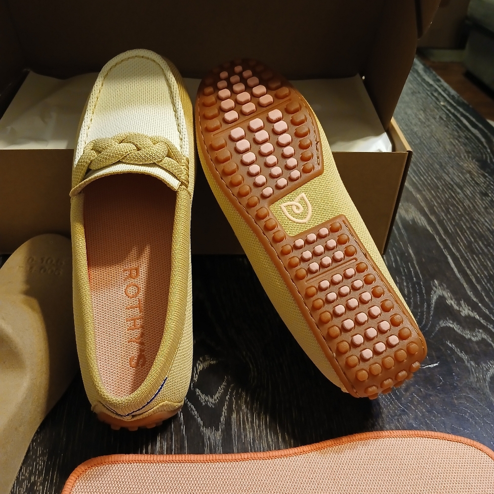 Rothy's Cream and Tan Braided Moccasin Flats - Picture 4 of 4